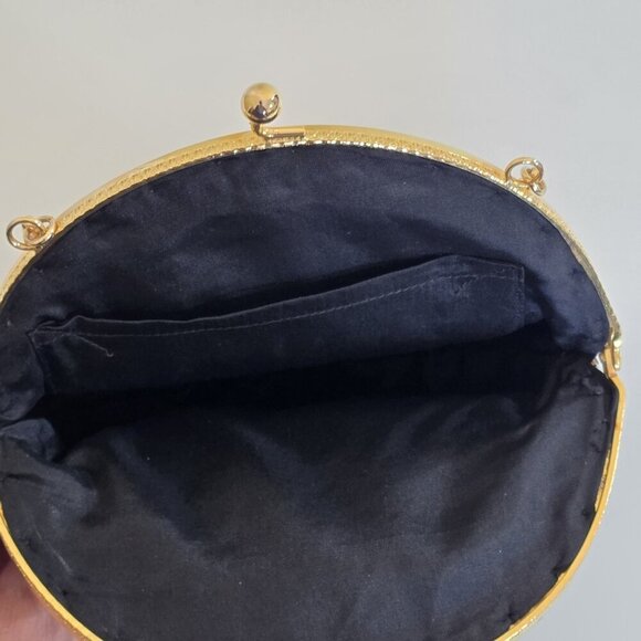 Vintage Floral Petit Point Purse Round Needlepoint Tapestry Evening Bag Clutch - Picture 12 of 16